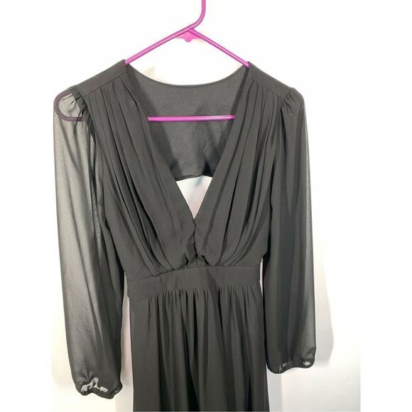 Rubber Ducky Women's Pleated Cutout Back Midi Empire Waist Dress Black Small - Picture 4 of 6